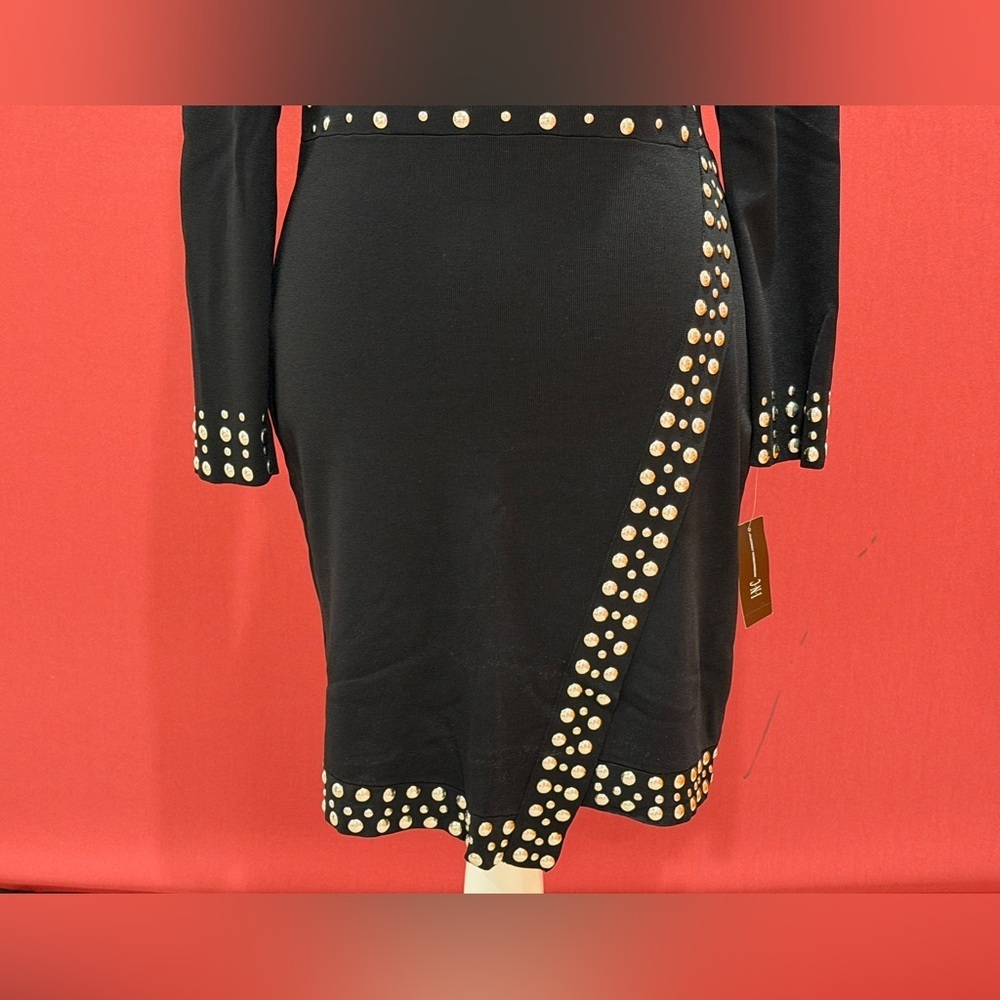 INC International Concepts Black Studded Long Sleeve Dress - NWT - Picture 3 of 15